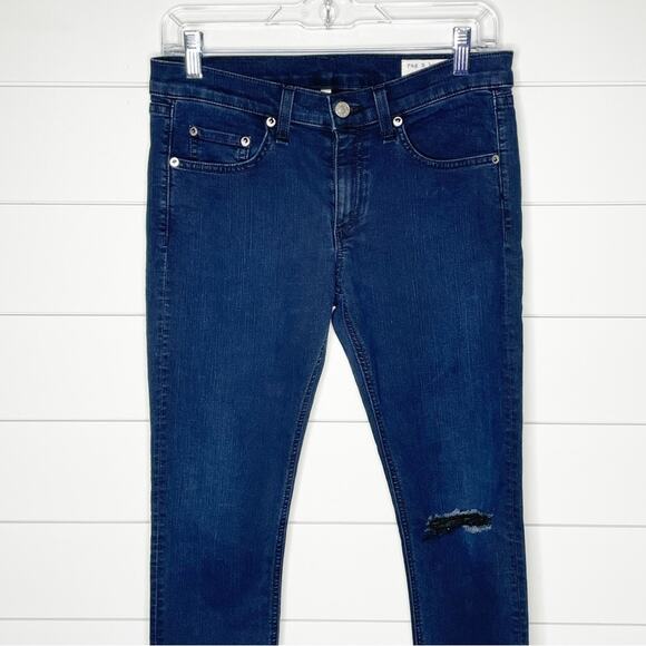 Rag & Bone Terra Blues Distressed Skinny Jeans Dark Wash Size 28 - Picture 3 of 12